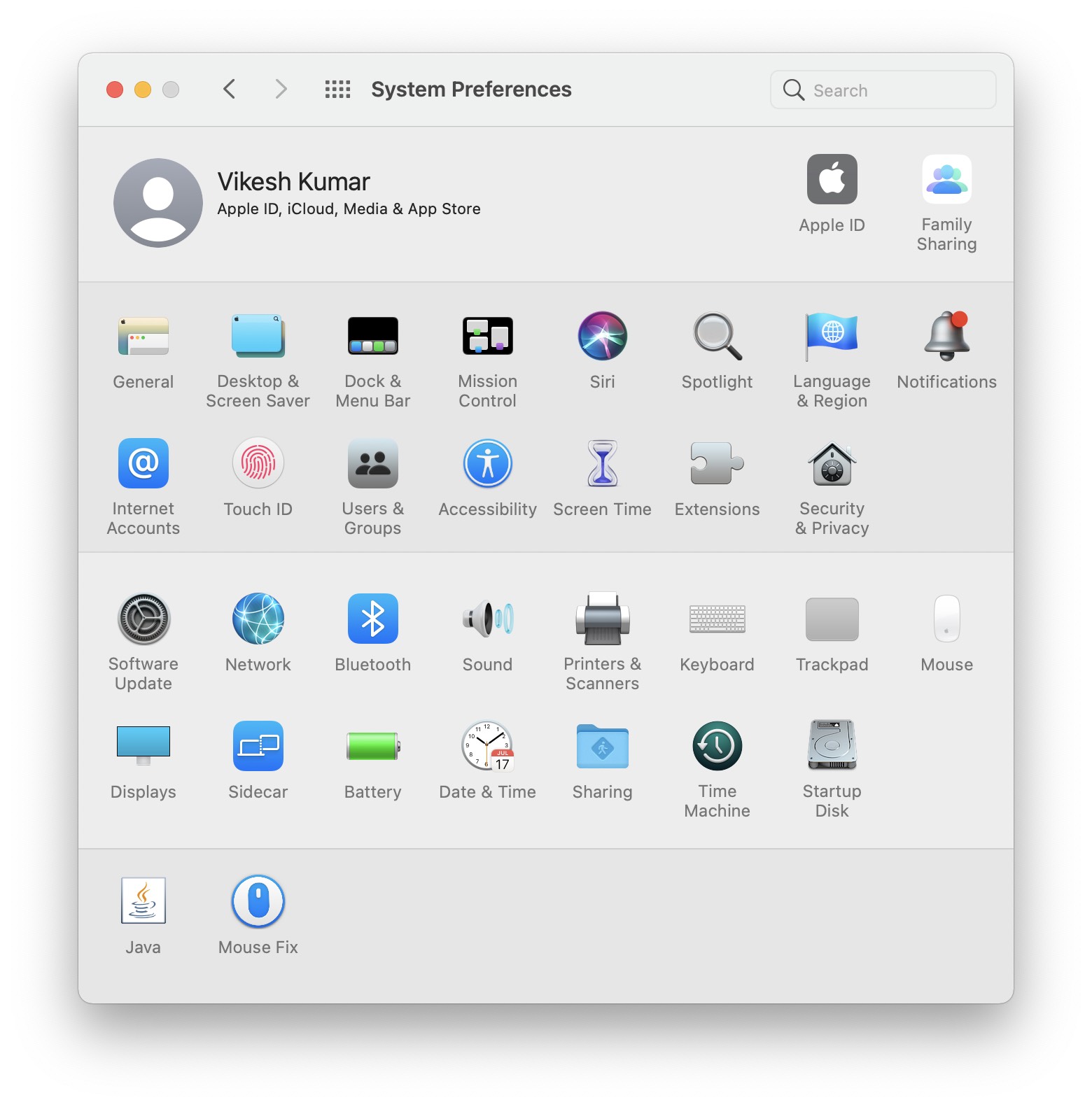 Settings - Mac OS