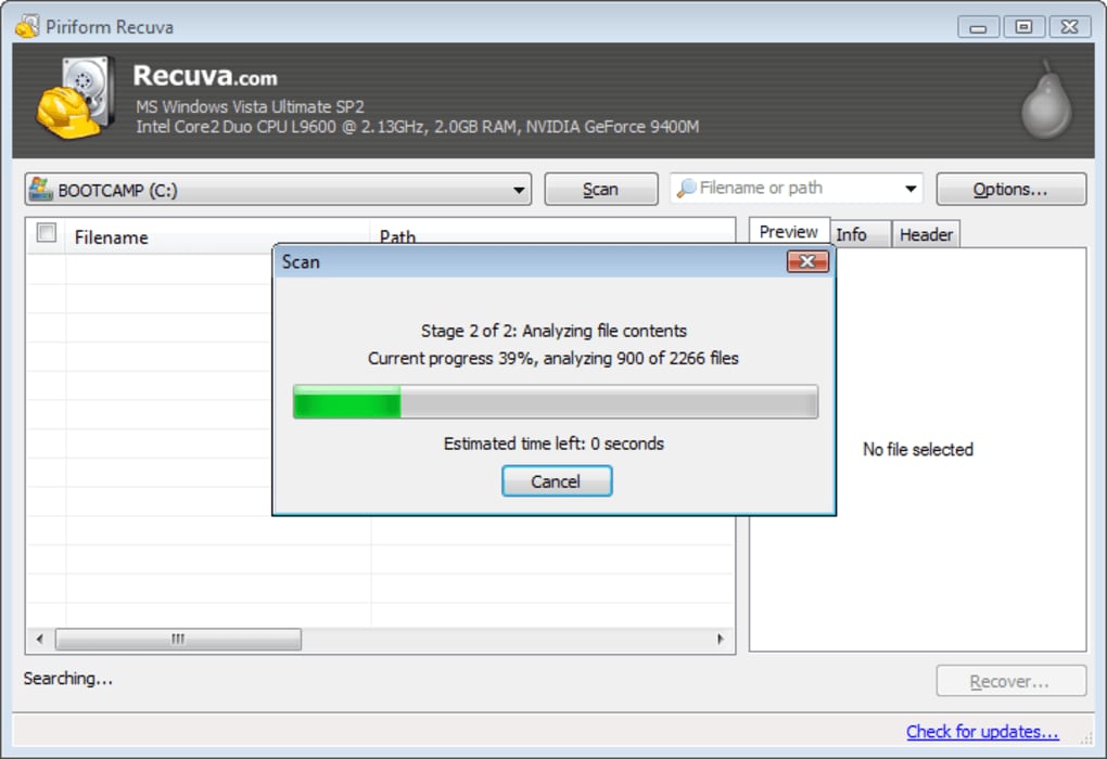 Recover your lost files using Recuva